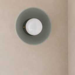 Small Pompeii - Ceramic Flush Mount Wall Sconce Handmade Minimalist Dome Light Fixture in Fog Gray - thumbnail 3