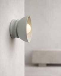 Small Pompeii - Ceramic Flush Mount Wall Sconce Handmade Minimalist Dome Light Fixture in Fog Gray - thumbnail 1