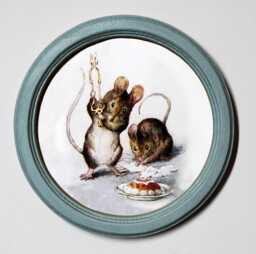 Beatrix Potter Round Wooden Framed Art Print Nursery Picture Wall Hanging Plaque Two Bad Mice Illustration - thumbnail 1