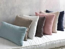 Linen Pillowcase-Linen Pilow Cover -Decorative Pillow-Waffle Linen Stonewashed Pillowcase-Lumbar Pillow Covers