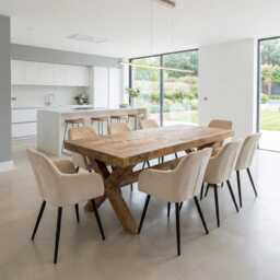 Dining Table Orby Reclaimed X Style Base Legs Handmade Rustic - thumbnail 2