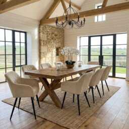 Dining Table Orby Reclaimed X Style Base Legs Handmade Rustic - thumbnail 3