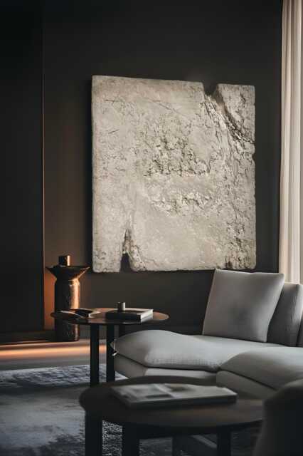 Minimalist Handcrafted Plaster Wall Art Collection - Gaia Off White Color Family - image 1