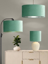 New Luxury Premium Quality Glamour Seafoam Velvet Fabric With Brushed Metallics Lining Lamp Shade Pendant Light in Multi Sizes