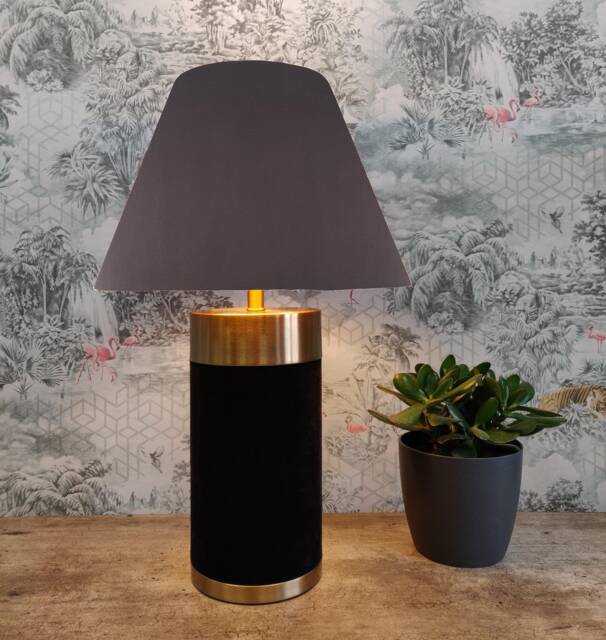 Charcoal Grey Empire Lampshade in Velvet - Choice Of Lining - image 1