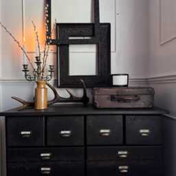 Black Apothecary Style Chest Of Drawers - Distressed Vintage Pine Dresser Rustic Storage Unit - thumbnail 3