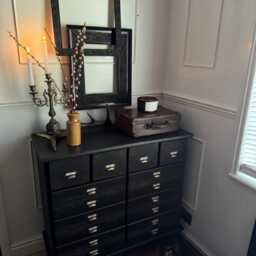 Black Apothecary Style Chest Of Drawers - Distressed Vintage Pine Dresser Rustic Storage Unit - thumbnail 2