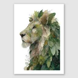 Overgrowth King Botanical Lion Wall Art Print - Leafy Jungle Foliage Animal Poster Framed & Unframed Options Available, Wildlife Decor - thumbnail 2