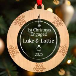 Engagement Christmas Decoration - Personalised First Engaged Ornament 1st Gifts With Red Bag - thumbnail 2