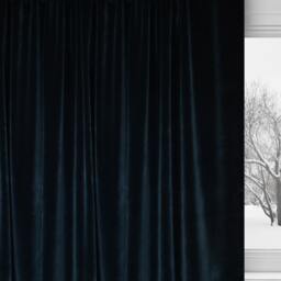 Black Cotton Velvet Curtain, Room Darkening Curtains, Insulation Summer Winter Rod Pocket Tab Top Curtains - thumbnail 2