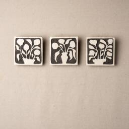 Tile Wall Art - One- Choose From 3 Patterns, Mounted - Black & White Modern Motifs Made To Order Still Life Silhouette