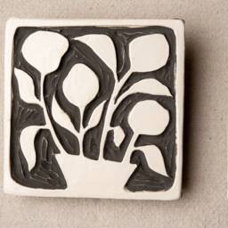 Tile Wall Art - One- Choose From 3 Patterns, Mounted - Black & White Modern Motifs Made To Order Still Life Silhouette - thumbnail 3