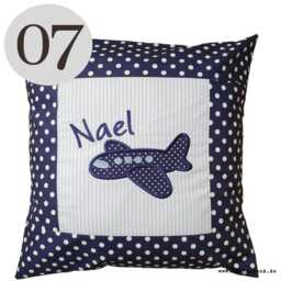 Embroidered Pillow Airplane + Name //Light Blue - Navy// 40x40 Pillowcase Gift Cuddly Pillow Snuggle Personalized - thumbnail 3