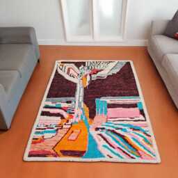 Abstract Moroccan Wool Rug - Handmade Berber Carpet Colorful Boho Area Modern Art Home Decor - thumbnail 2