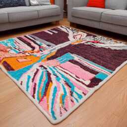 Abstract Moroccan Wool Rug - Handmade Berber Carpet Colorful Boho Area Modern Art Home Decor - thumbnail 3