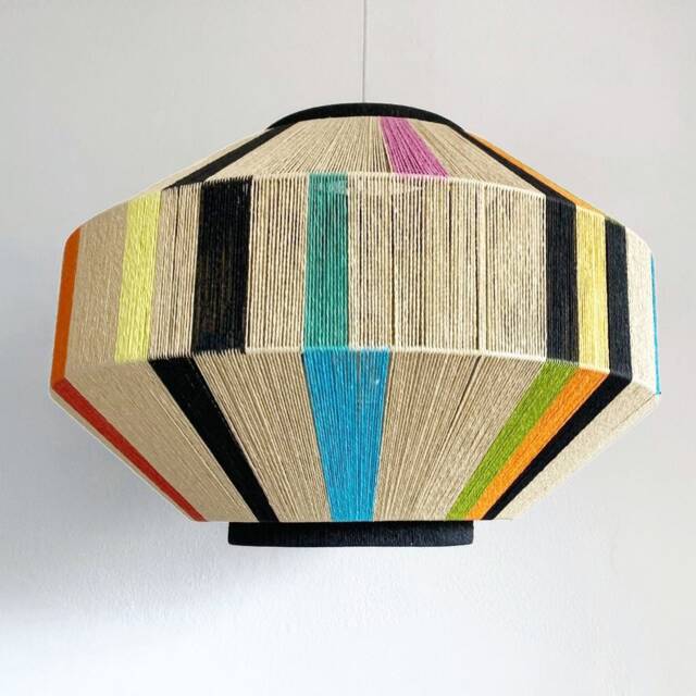 Japanese Paper String Pendant Light Handmade Art Deco Woven Lamp - image 1