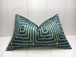 Handwoven Silk Ikat Pillow Cover 16x24, Turkish Accent - thumbnail 1