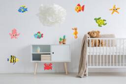Fish Wall Decals, Octopus Starfish Sea Life Children's Stickers, Nursery Fishes, 055 - thumbnail 1