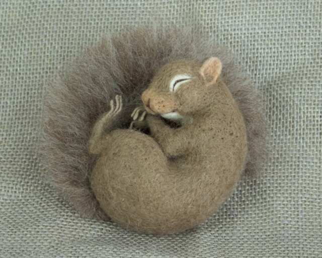 Made To Order Needle Felted Mini Sleeping Squirrel Custom Needle Felted Animal Sculpture - image 1
