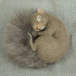 Made To Order Needle Felted Mini Sleeping Squirrel Custom Needle Felted Animal Sculpture - thumbnail 3