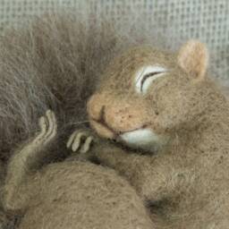 Made To Order Needle Felted Mini Sleeping Squirrel Custom Needle Felted Animal Sculpture - thumbnail 4