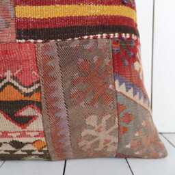 Vintage Turkish Kilim Pillow Cover Bohemian Accent Cushion - 16x16 - thumbnail 2