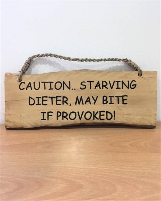 Caution Starving May Bite Wall Hanging Hilarious Wood Sign Beach Hut Summer Seaside Nautical Plaque Indoor D??cor - image 1