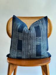 Indigo Neutral Tribal Hemp Hand Woven Natural Dye Color Lumbar Pillow Cover - thumbnail 1