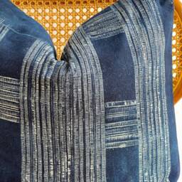 Indigo Neutral Tribal Hemp Hand Woven Natural Dye Color Lumbar Pillow Cover - thumbnail 2