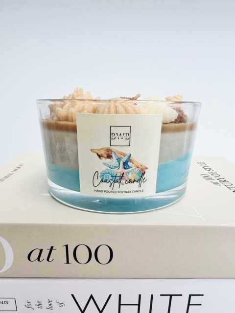 Coastal Candle - 430G Triple Wick Coco Soy Fragranced With Seashell Wax Detail - Hand Poured Candle, Beach Decor, Ocean Gift, For Mum - image 1