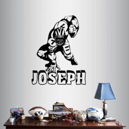 Wall Vinyl Decal Home Decor Art Sticker Football Player Sport 3D Custom Personalized Name Boy Teen Nursery Room Removable Mural Design 2810 - thumbnail 1