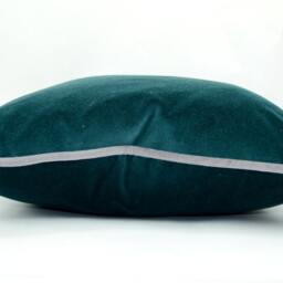 Teal Velvet Pillow Cover With Grey Piping - Heavyweight Cotton Cushion Case - thumbnail 2