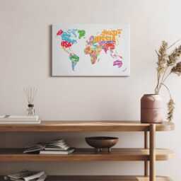World Map Canvas, Picture Wall Hanging, White Decor, Canvas Print - thumbnail 3