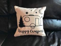 Happy Campers Decorative Pillow Travel Adventure Throw Camping Gift - thumbnail 1