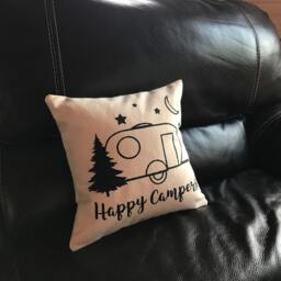 Happy Campers Decorative Pillow Travel Adventure Throw Camping Gift - thumbnail 2