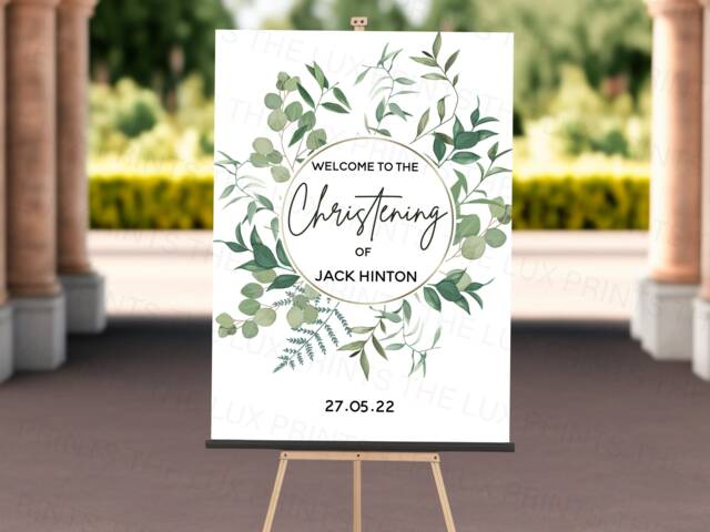 Personalised Welcome Baby Christening Sign, Eucalyptus, Kids Baptism, Event Decor, Shower, Party Sign Girls, Boys