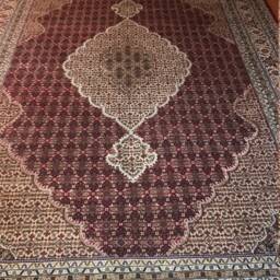 "Handmade Indian Oriental Rug, Burgundy Cream Geometric, 8'2""x11'8" - thumbnail 4