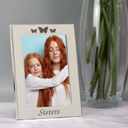 Personalised Sisters Butterfly Silver Photo Frame 4x6 Gift Ideas For Sister Birthday Christmas Best Friend Twins Special - thumbnail 1