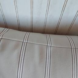 Beige Striped Farmhouse Pillow Cover, Neutral Beige & Cream Cushion - thumbnail 4