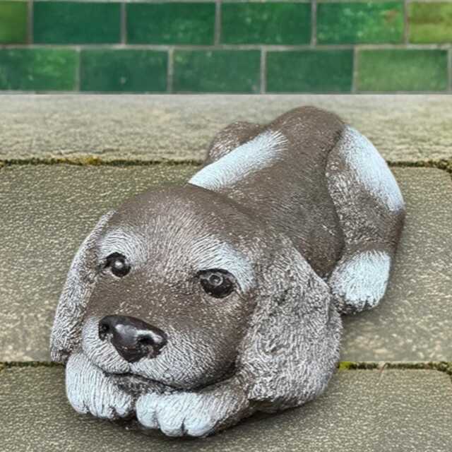 Concrete Lying Puppy Statue Garden Stone Pet Sculpture Outdoor Memorial Dog Decor Handcrafted Cement Ornament Cute Art Gift - image 1