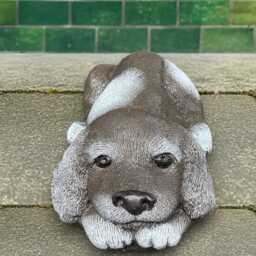 Concrete Lying Puppy Statue Garden Stone Pet Sculpture Outdoor Memorial Dog Decor Handcrafted Cement Ornament Cute Art Gift - thumbnail 4