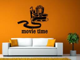 Movie Time Film Cinema Motion Picture Pop Corn Drink Theater Wall Stickers Decals Vinyl Mural Decor Art L2116 - thumbnail 1