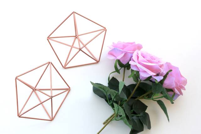 Copper Star Himmeli, Geometric Air Plant Holder, Wall Decor - image 1