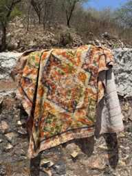 Designer Kantha Quilt Intricate Persian Patterns, Hand-stitched Cotton Throw - thumbnail 1