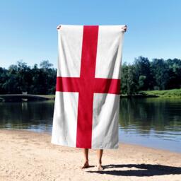 England Flag St George's Cross Custom Soft Highly Absorbent Beach Bath Sheet Towel Decoration Family Pet His Her House Warming Gift