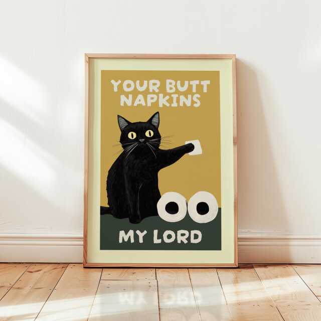 Funny Butt Napkins Print, Colourful Wall Decor, Bathroom Eclectic Art Poster, Home Trendy, Cat Print 3001 - image 1