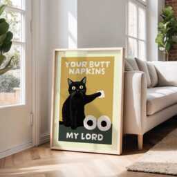 Funny Butt Napkins Print, Colourful Wall Decor, Bathroom Eclectic Art Poster, Home Trendy, Cat Print 3001 - thumbnail 2