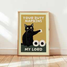 Funny Butt Napkins Print, Colourful Wall Decor, Bathroom Eclectic Art Poster, Home Trendy, Cat Print 3001 - thumbnail 1