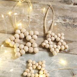 Wood Bead Star Christmas Ornaments, Scandi Wooden Star Ornament, Modern Scandinavian Decor, Star, Boho Ornaments - thumbnail 3