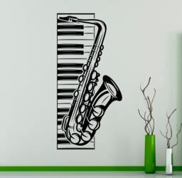 Piano Keys & Saxophone Wall Vinyl Decal Musical Instruments Sticker Home Decor Bedroom Murals Housewares 20(Poc - thumbnail 1